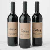 Eenvoudige Faux Kraft Calligraphy Wedding Wijn Etiket (Flessen)