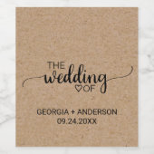 Eenvoudige Faux Kraft Calligraphy Wedding Wijn Etiket (Enkel label)