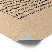 Eenvoudige Faux Kraft Head Table Wedding Seating C Poster (Hoek)