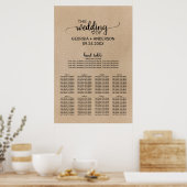 Eenvoudige Faux Kraft Head Table Wedding Seating C Poster (Keuken)