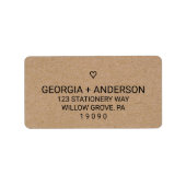 Eenvoudige Faux Kraft Heart Wedding Etiket (Voorkant)