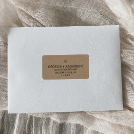 Eenvoudige Faux Kraft Heart Wedding Etiket