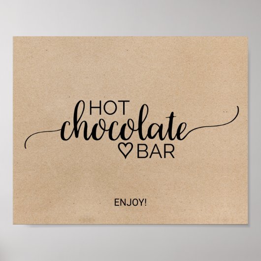 Eenvoudige Faux Kraft Hot Chocolate Bar Poster (Voorkant)
