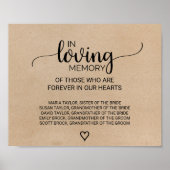 Eenvoudige Faux Kraft in Loving Memory Sign Poster (Voorkant)