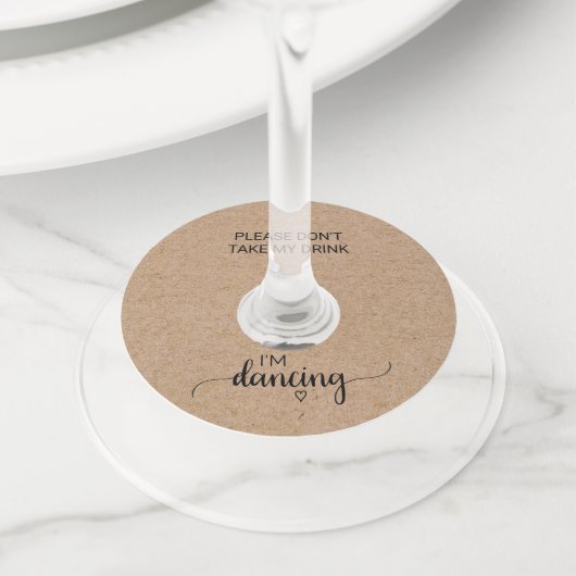 Eenvoudige Faux Kraft... neem mijn Drink niet... i Wijnglaslabel (Dichtbij)