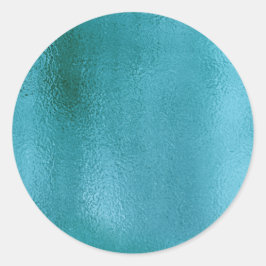Eenvoudige Faux Metallic Blauwgroen. Ronde Sticker