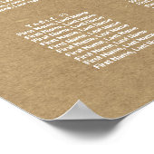 Eenvoudige Faux Rustic Kraft Wedding Seding Chart Poster (Hoek)
