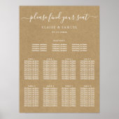 Eenvoudige Faux Rustic Kraft Wedding Seding Chart Poster (Voorkant)