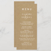 Eenvoudige faux rustieke bruine kraft bruiloft menu (Voorkant / Achterkant)