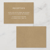 Eenvoudige faux rustieke kraft bruiloft receptie informatiekaartje (Voorkant / Achterkant)