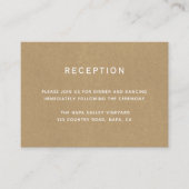 Eenvoudige faux rustieke kraft bruiloft receptie informatiekaartje (Voorkant)