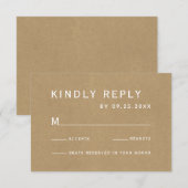 Eenvoudige Faux rustieke Kraft bruiloft RSVP Kaartje (Voorkant / Achterkant)