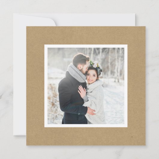 Eenvoudige faux rustieke kraft bruiloft vierkant f kaart (Achterkant)