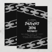 Eenvoudige Faux Silver Chain Adult Birthday Party Kaart (Voorkant / Achterkant)