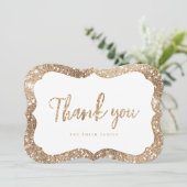Eenvoudige faux sparkle gouden glitter dank u kaart (Staand voorkant)