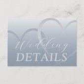 Eenvoudige Faux Zilver & Blauw Hart Bruiloft Detai Informatiekaartje (Voorkant)