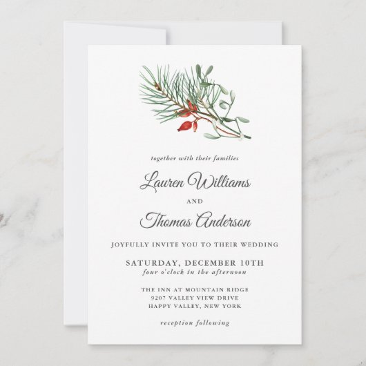 Eenvoudige feestdag botanische bruiloft kaart (Voorkant)