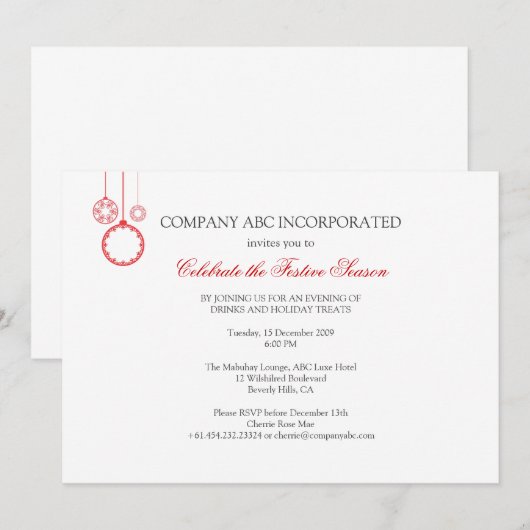 Eenvoudige feestdag in het bedrijf kaart (Voorkant / Achterkant)