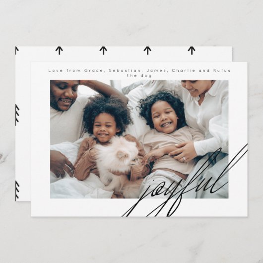 Eenvoudige feestdag - Joyful Foto persoonlijk Feestdagenkaart (Voorkant / Achterkant)