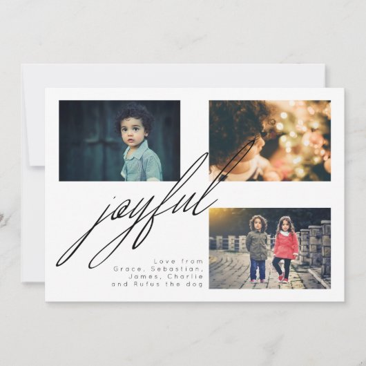 Eenvoudige feestdag - Joyful Foto persoonlijk Feestdagenkaart (Voorkant)