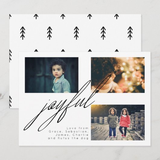 Eenvoudige feestdag - Joyful Foto persoonlijk Feestdagenkaart (Voorkant / Achterkant)