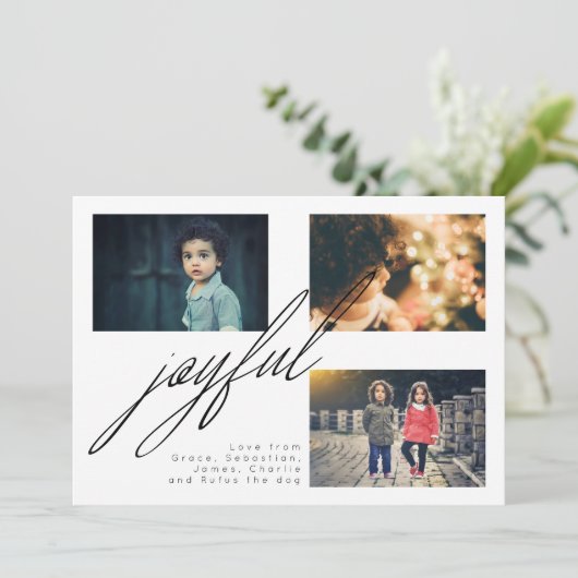 Eenvoudige feestdag - Joyful Foto persoonlijk Feestdagenkaart (Staand voorkant)