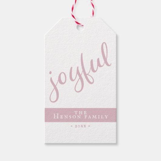 Eenvoudige feestdag met geblindeerde roze feestdag cadeaulabel (Voorkant)