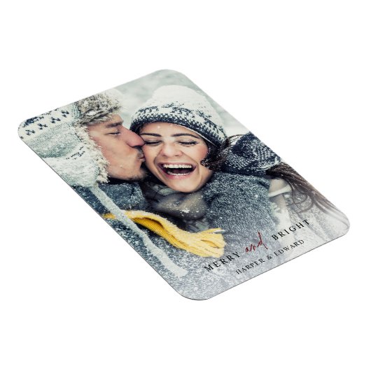 Eenvoudige feestdag voor Merry en Bright Foto Magneet (Rechterzijde)