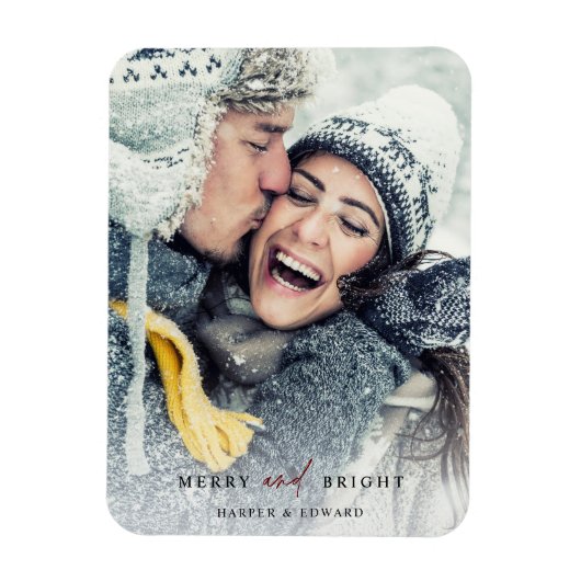 Eenvoudige feestdag voor Merry en Bright Foto Magneet (Verticaal)