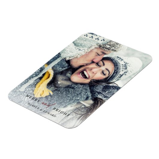 Eenvoudige feestdag voor Merry en Bright Foto Magneet (Linkerzijde)