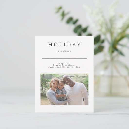 Eenvoudige feestdagen — Foto gepersonaliseerd Briefkaart (Staand voorkant)