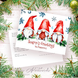 Eenvoudige feestdagen Gnomes kerstgroeten Briefkaart