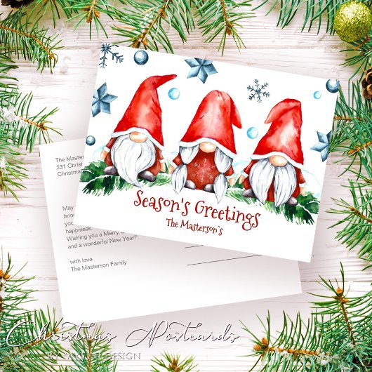 Eenvoudige feestdagen Gnomes kerstgroeten Briefkaart