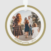 Eenvoudige feestelijke foto van de kerstfamilie ornament (achterkant)