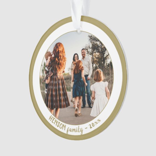 Eenvoudige feestelijke foto van de kerstfamilie ornament (voorkant)