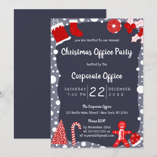 Eenvoudige feestelijke illustraties Kantoor kerst Kaart (Voorkant / Achterkant)