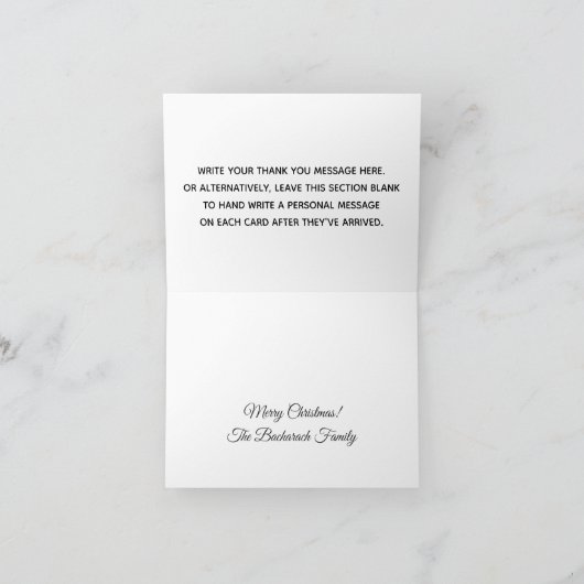 Eenvoudige feestelijke kerst bedankkaart (Binnen)