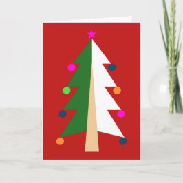 Eenvoudige feestelijke kerstboom Retro Art Kaart