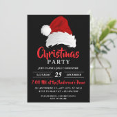 Eenvoudige feestelijke kerstmuts, zwarte kerstfees kaart (Staand voorkant)