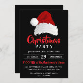 Eenvoudige feestelijke kerstmuts, zwarte kerstfees kaart (Voorkant / Achterkant)