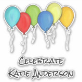 Eenvoudige feestelijke kleurrijke ballonbundel sticker (Voorkant)