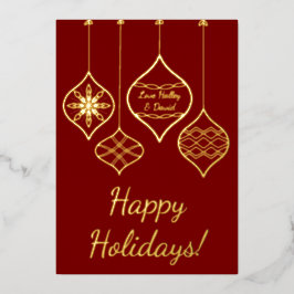 Eenvoudige feestelijke Red Gold Bauble Personal Ch Folie Feestdagenkaart