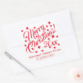 Eenvoudige feestelijke rode en witte kerst vierkante sticker (Envelop)
