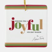 Eenvoudige feestelijke vrolijke kerst keramisch ornament (Voorkant)