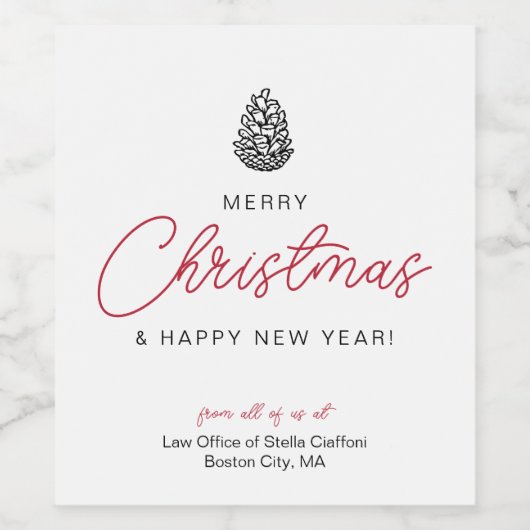 Eenvoudige feestelijke vrolijke kerst script bedri wijn etiket (Enkel label)