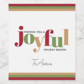 Eenvoudige feestelijke vrolijke kerst wijn etiket (Enkel label)