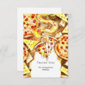 Eenvoudige Feestpizza Verjaardag Bedankkaart (Voorkant / Achterkant)