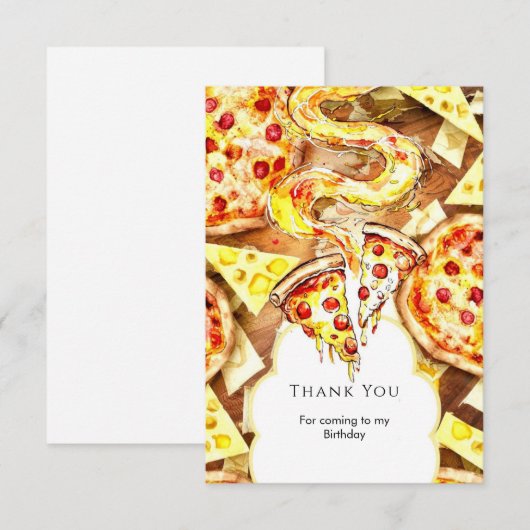 Eenvoudige Feestpizza Verjaardag Bedankkaart (Voorkant / Achterkant)