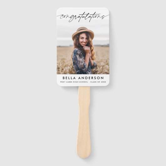 Eenvoudige felicitaties Afstuderen Script Photo Handwaaier (Voorkant)