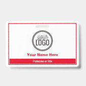 Eenvoudige Felrode Kleurblok Professionele Naam Ba Badge (Voorzijde)